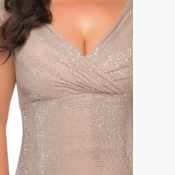 LA FEMME SEQUIN TRUMPET CHAMPAGNE GOWN sz 20 - Picture 2 of 3